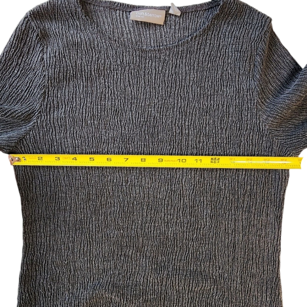 Croft & Barrow Stretch Womens Large 3/4 Sleeve Basic Plain Top Gray - Picture 4 of 6